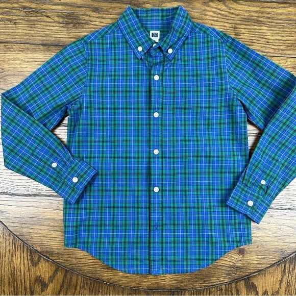 Janie and Jack Blue and Green Plaid Shirt - Picture 1 of 2